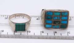Vintage Sterling Silver Lot of 2 Turquoise Rings