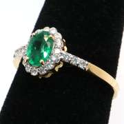 14kt Yellow Gold, Emerald, & Diamond Cocktail Ring
