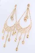 Charming Yellow Gold Diamond Cut Dangle Earrings