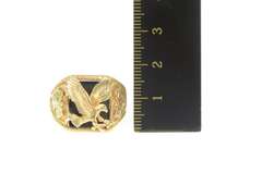 10K Yellow Gold Black Onyx Black Hills Leaf Eagle Men's Ring