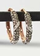 14K Rose Gold Champagne Diamond Hoops