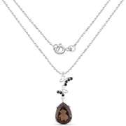 Plated Rhodium 6.80ct Smokey Quartz and Black Spinel Pendant with Chain