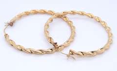 Fantastic Yellow Gold Twisted Hoop Earrings