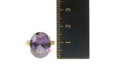 18K Yellow Gold 1940's Ornate Amethyst Statement Cocktail Ring
