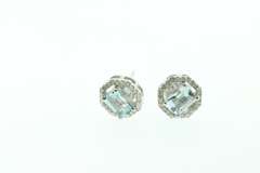 Graceful Aqua Earrings with Silver and Diamond Accents