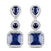 Rhodium Plated 11.62ctw Sapphire Earrings