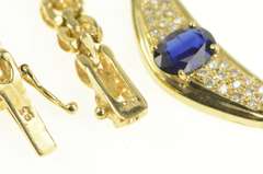 14K Yellow Gold 1.30 Ctw Sapphire Diamond Pendant Chain Necklace