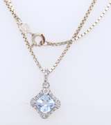 Vintage Sterling Silver Cubic Zirconia Pendant on Italian Box Chain