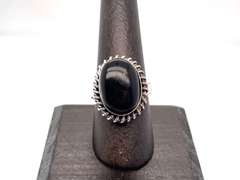 🦇Fangtastic!🦇 Petite Oval Black Onyx Tibetan Silver Rope Design Ring