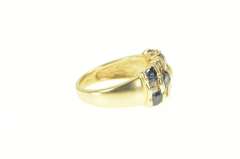 14K Yellow Gold Natural Sapphire Baguette Diamond Statement Ring