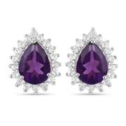 Plated 18KT White Gold 1.36ctw Amethyst and Topaz Earrings