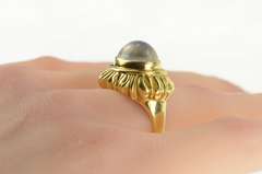 18K Yellow Gold 5.95 Ct Moonstone Sunflower Ornate Statement Ring