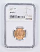 MS64 1899 $5 Liberty Head Gold Half Eagle NGC