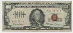 Much Scarcer 1966 Series $100 Red Seal Note. VF