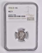 AG3 1916-D Mercury Dime NGC