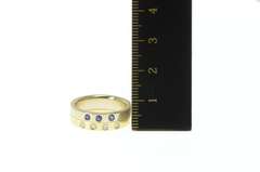 18K Yellow Gold Two Tone Diamond Sapphire Wedding Band Ring