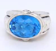 Sterling Silver Scott Kay oval Blue Topaz Ring