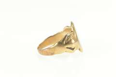 14K Yellow Gold Art Nouveau Lady Oval Monogram Engravable Ring