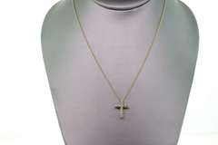TIFFANY AND CO. 18K GOLD AND DIAMOND CROSS PENDANT