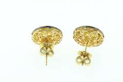 Exquisite Mine Cut Diamond Molded Halo Earrings with Gold Plated Silver