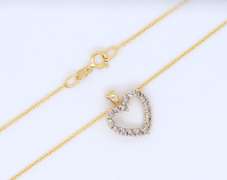 Fabulous Yellow Gold Diamond Heart Pendant on Chain