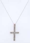 Fantastic White Gold Single Cut Diamond Cross Pendant on Chain