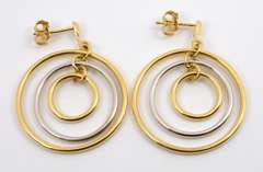 Stylish 14k Interlocking Circles Dangle Earrings