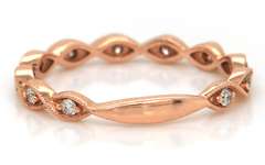 New Gabriel and Co Rose Gold Diamond Twisted Milgrain Band