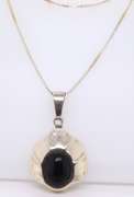 Vintage Italian Sterling Silver Signed Black Onyx Pendant on Chain
