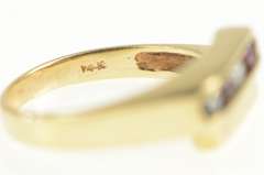 14K Yellow Gold Squared Diamond Ruby Geometric Freeform Ring