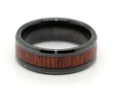 Mens Tungsten Band Ring with Wood Inlay
