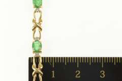 14K Yellow Gold Emerald Diamond Accent Classic Chain Bracelet