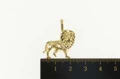 14K Yellow Gold Diamond Cut Lion Big Cat African Animal Pendant