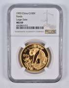 MS69 1993 China 100 Yuan Panda 1 Oz .999 Fine Gold Coin Large Date NGC