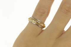 14K Yellow Gold Diamond Two Tone Rounded Wedding Band Ring