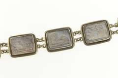 Sterling Silver Carved Ornate Greek Scene Mother of Pearl Bracelet