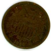 1864 Large Motto Two Cent Piece