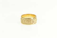 14K Yellow Gold Topaka Ornate Floral Pattern Polynesian Name Ring