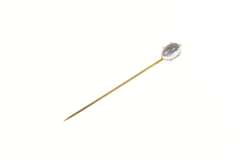 10K Yellow Gold Victorian Oval Amethyst Cabochon Ornate Stick Pin