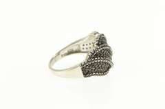 Sterling Silver Pave Black Cubic Zirconia Wavy Statement Ring