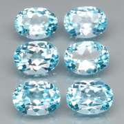 6 piece 9.73ct glittering sky blue Topaz set