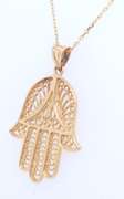 Incredible Yellow Gold Hamsa Pendant on Chain Necklace