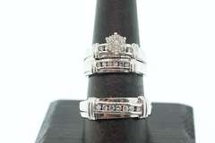 14K WHITE GOLD AND DIAMOND TRIO SET