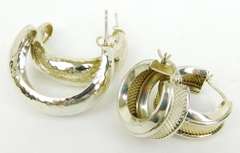 2 Pairs of Sterling Silver Hoop Earrings
