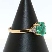 Radiant Emerald and Diamond 14kt Ring