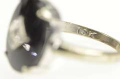 10K Yellow Gold Oval Black Onyx Diamond Overlay Statement Ring