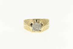 14K Yellow Gold 0.50 Ctw Diamond Men's Cluster Statement Ring