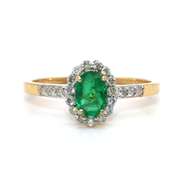 14kt Yellow Gold, Emerald, & Diamond Cocktail Ring