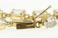 14K Yellow Gold Oval Sim. Blue Topaz Classic Tennis Bracelet