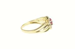 10K Yellow Gold Heart Syn. Ruby CZ Halo Cluster Statement Ring